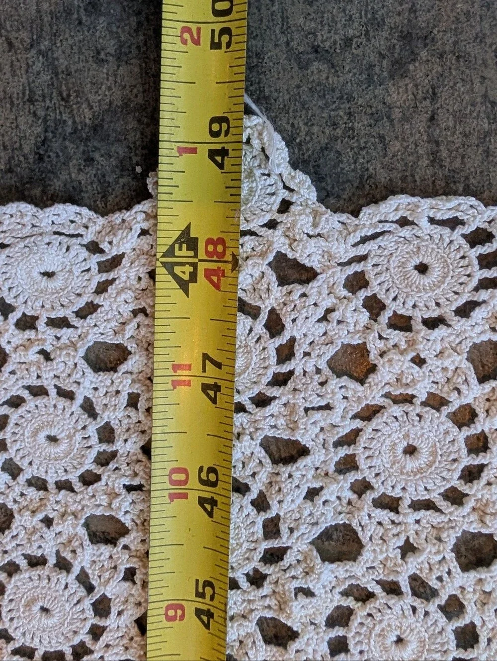 Crochet Tablecloth Ecru Rectangle Vintage Large Beautiful